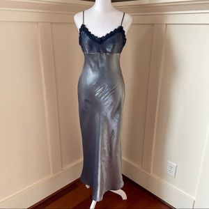 Vintage Vertigineux Metallic Navy Blue Nightgown Small